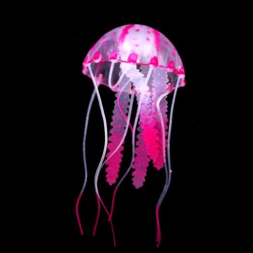 Glowing Effect Artificial Jellyfish for Aquarium Fish Tank Ornament (Fuchsia)