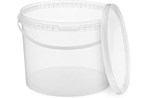BenBow Secchio con coperchio 10 litri trasparente 1x 10 litri - sicuro per gli alimenti, stabile, ermetico - contenitore di plastica, con manico - vuoto