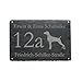 Produktbild « HAUSNUMMER + STRASSE + NAME mit WEIMARANER » als SCHIEFERTAFEL individuell gefertigt Schieferschild Hund