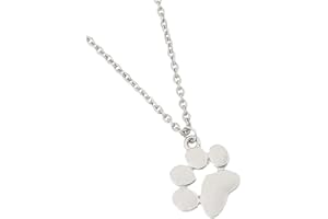 USHOBE Pfotenabdruck Anhänger Halskette Hundepfotenabdruck Halskette Hundekatze Katze Halskette Tierpfoten Halskette Geschenke für Frauen Mädchen (Golden)