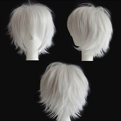 S-noilite® Synthetic Short Full Hair Wigs Cosplay Costume Party Halloween Fancy Dress Unisex Style White