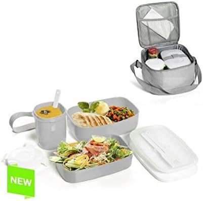 Tupperware -lunch box – lunch bag – cutlery gray. 18X11,5X10 Cm