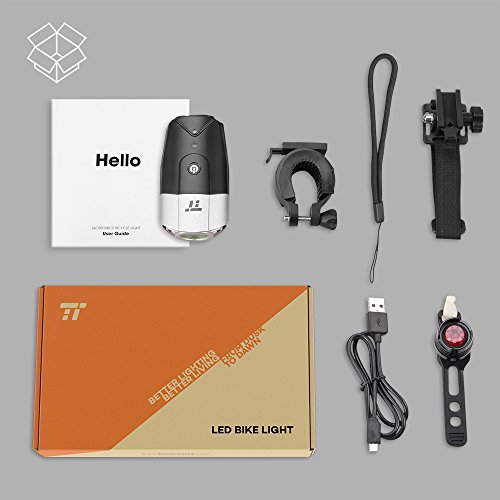 LED Fahrradbeleuchtung TaoTronics Wiederaufladbares Fahrradlicht Fahrradlampen Set Fahrrad Frontlicht & Rücklicht (50 Meter Leuchtkraft, Starkes Licht / Schwaches Licht / Blinkmodus, IP65 Wasserdicht, per USB Wiederaufladbar) - 8