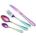 Price comparison product image Subfamily Dining & Bar Subfamily4PCS Set Stainless Steel Upscale Dinnerware Anti Corrosion & Anti Oxidation Flatware Cutlery Fork Spoon Teaspoon (Multicolor)