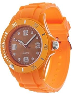 Unisex Bunt Silikon Uhr watch Armbanduhr Damenuhr Herrenuhr Uhr Jenny TrendOrange
