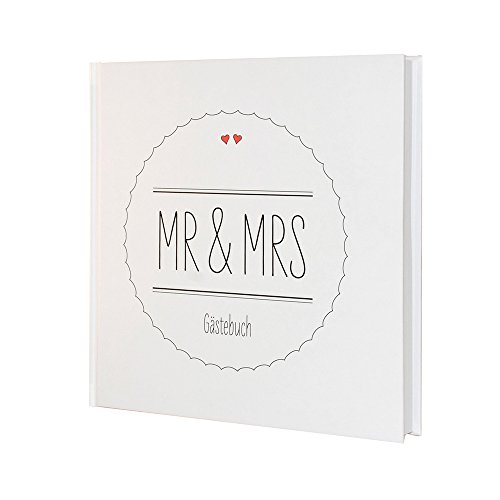 Gästebuch Hochzeit "Mr & Mrs" - modernes Gästebuch zur Hochzeit im Retrolook mit der Aufschrift Mr & Mrs und kleinen Herzen