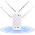 KuWFi Outdoor 4G Router with SlM Slot, 300Mbps High Speed, 4 High Gain Antennas, lP67 Weatherproof, 48V PoE Sim Card Router Support for Security Cameras/Switch, Plug & Play