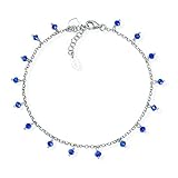  Amen - Pulsera de plata con corazón y cristales que cambian de color azul, longitud 22 + 3 cm