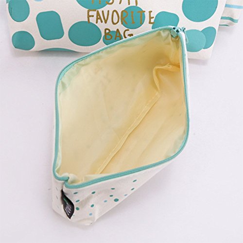 Cosanter Estuche Escolar Trapezoidal Invertida Caja de L  piz Linda de la Cremallera Patr  n de Puntos Peque  os