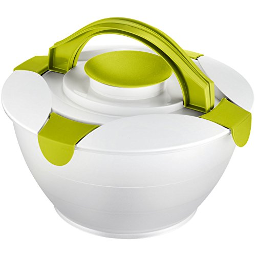Westmark Salatbutler/-schüssel mit Tragegriffe und Dressing-Behälter, Fassungsvermögen: 6,5 Liter, Kunststoff, Praktika, Transparent/Apfelgrün, 2422227A - 2