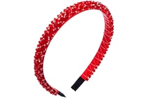 Bottega della Principessa-Cerchietto Gioiello con Perle cucite a mano-Elegante e da Cerimonia (Rosso)