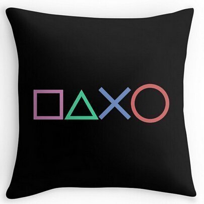 Lepilo Cotton Linen Square Decorative Throw Pillowcase Playstation Buttons 18x18(inches) Set of 1