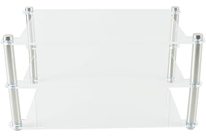 Ubric 2-lagers transparent mini-ljudrack i akryl och aluminium för HiFi-förstärkare och DAC (skrivbordsdesign)