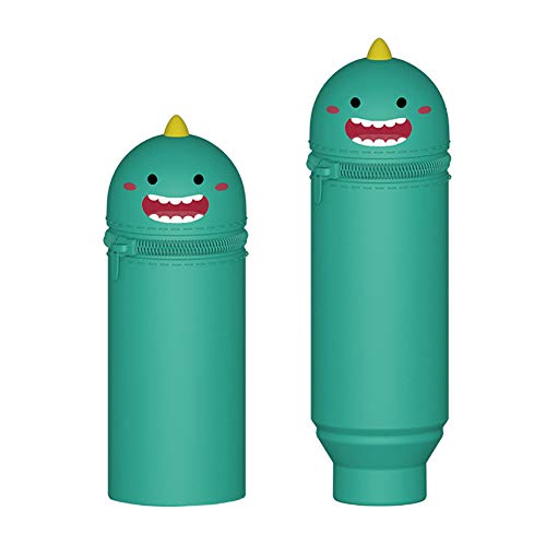 DEBBD Creative Silicone Penholder Q Version Uncle Large Capacity Cute Dinosaur Pen holder verde