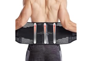 HENKi Rückenstützgürtel Bandage Korrektur für den unteren Rücken mit 6 Stäben | Schwarz extragroß übergröße (L)