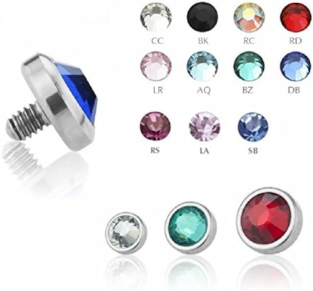 eeddoo® Titanium - Dermal Anchor Flat-Disc - crystal - 1,2 mm ~~11 CRYSTALCOLOURS~~ (Piercing Top Surface Implantat Transdermal Micrormal Skinanchor Skinplates silver)