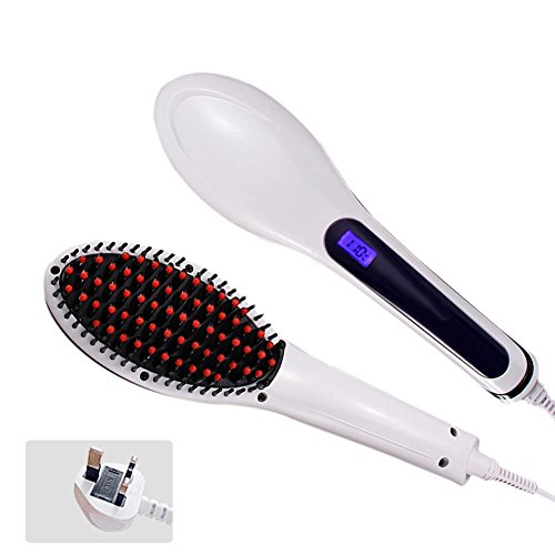 Tenflyer Hot Professional Automatic Straightening Irons Comb With LCD Display Electric Straight Hair Comb Straightener Iron Brush