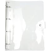 A4 25mm Diameter Clear Soft PVC Round Ring Binder Folders 4 Rings with Snap Button Closure for Loose Leaf Diary Album DIY (A4