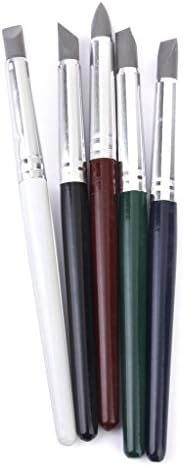 MITE Wooden Handle Flexible Silicone Tip Clay Shapers Sculpting Fimo Modelling Carving Pen Tools 5 PCS (Gray)