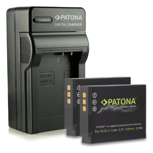 PATONA Chargeur   2x Premium Batterie EN-EL12 pour Nikon Coolpix AW100   AW110   P300   P330   S31   S70   S610   S620   S630   S640   S710