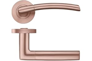 STANZA Olympus Internal Door Handle Set | Screw on Rose Door Lever | with Fixing Included | Premium Rose Gold Pink Gold Finish