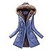Produktbild NEVRTP Damen Große Größe Mantel Frau Winter Lange Mit Kapuze Jacke Slim Fit Lange Ärmel Jacken Mode Kapuzenpullover Einfarbig Reißverschluss Winterjacke Beiläufig Outwear