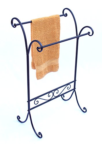 DanDiBo Handtuchhalter 092568 Handtuchständer 90 cm Landhaus Schwarz Standhandtuchhalter - 6