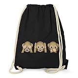 TEXLAB - Three Monkeys Emoji - Turnbeutel, schwarz