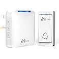 Hoteon Wireless Doorbell for Home - 5 Adjustable Volume with 32 Chimes & LED Flash, 1000Ft Range, Easy Installation (1 Receiver + 1 Push Button, UK Plug)