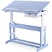 Produktbild COSTWAY Kinderschreibtisch Kindermöbel Kinderzimmer Kindertisch Schreibtisch Schnülerschreibtisch Computertisch Bürotisch neigungsverstellbar höhenverstellbar Farbewahl (Blau)