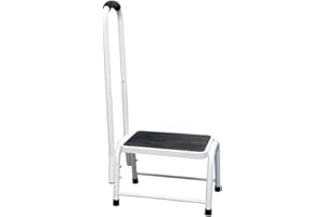 EASYLIFE LIFESTYLE SOLUTIONS Easy Life 5804 Sgabello di sicurezza antiscivolo in acciaio con corrimano per bagno e cucina, portatile, 57 cm x 29 cm x 29 cm