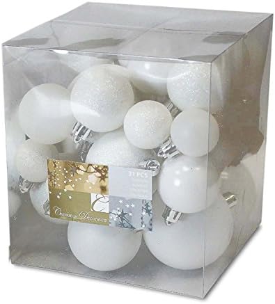 Set of 31 Christmas Baubles Ø 1,2/1,6/2/2,4' plastic white Christmas Tree Baubles christmas decoration christmas tree ball