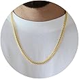 OLARCU 7mm Real Gold Plated Cuban Link Chain for Men, Mens Stainless Steel Gold Chain Necklace Jewelry for Men