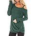 Produktbild Oberteil Damen Bluelucon,Frauen Tops Langarmshirt Schulterfrei Rundhals Lose Langarm T-Shirt Pullover Hemd Einfarbig Casual Tunika Blusen