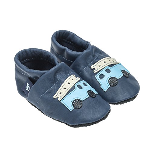pantau.eu Leder Krabbelschuhe Babyschuhe Lederpuschen Lauflernschuhe mit Feuerwehr - 2