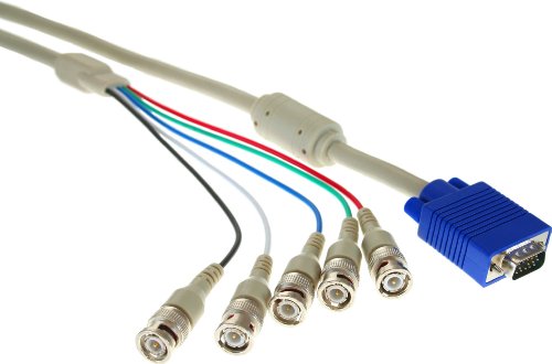 InLine VGA BNC Kabel, 5x BNC Stecker an 15pol HD Stecker, 5m