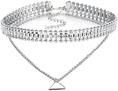MingJun Women Crystal Rhinestone Elastic Fashion Gothic Necklace Chain