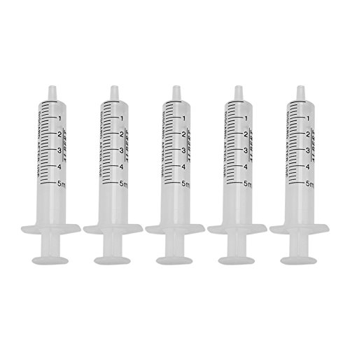 5x Reusable Plastic 5ml Injector Syringe No Needle For Lab Hydroponics Nutrient