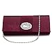 Produktbild OuYee Abendtasche Damen, Clutch Bag 255x105mm Sparkly Handtasche Brauttasche Hochzeit,Party Accessoire Handtaschen Tasche für Event Party Mini Tasche Elegante Clutch Abendtasche (Weinrot)