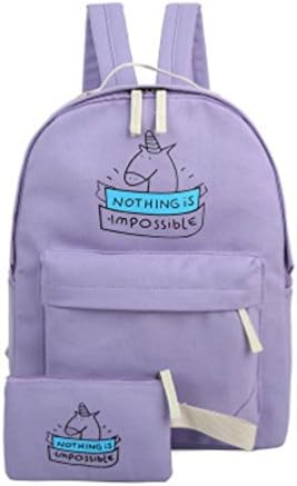 Unicorn Pure Solid Color Lightweight Canvas Travel School Laptop Bags Backpack Daypack Rucksack (Purple)