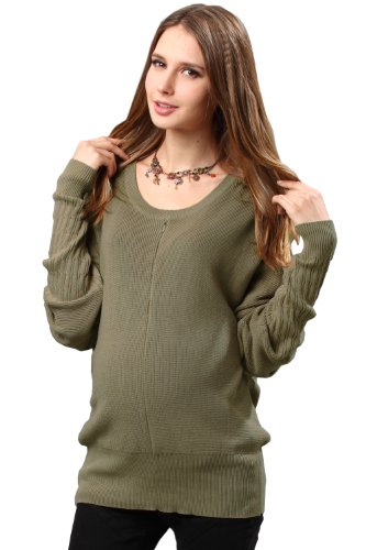 Sweet Mommy Organic Cotton Maternity and Nursing Knit Jumper MK3007 khaki L(12-14)