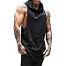 Produktbild CLOOM Männer Top Sport Tank Tops Fitness Mesh Nähte ärmellose Weste Herren Hoodie Muskelshirt Mode Oversize Einfarbig T-Shirt Kapuzenpullover Bluse Sweatshirt Oberteile Kapuzenshirt (M, Schwarz)