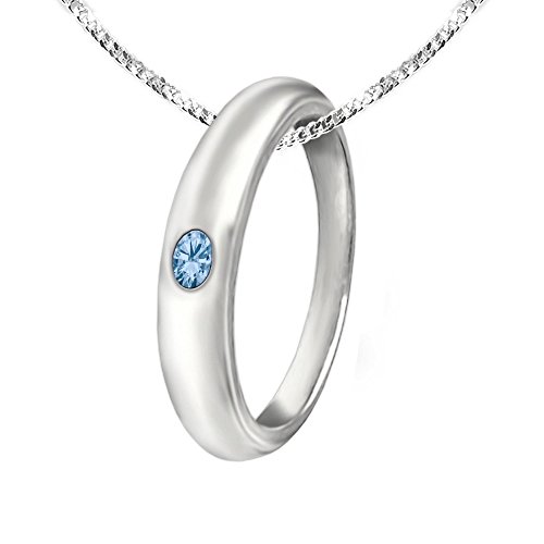 CLEVER SCHMUCK Set Silberner Anhänger Taufring schlicht mit Stein blautopas-hellblau und Kette Panzer 36 cm Sterling Silber 925 für Jungen im Etui