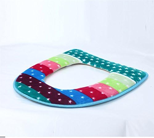 Thicken Toilet cushion,Gluing Soft warmer comfy Toilet mat Fabric Washed Seat cover Washable for bathroom-green