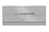 Tisch-Querkalender alpha argentum 2020 - Tischkalender - Bürokalender (29,7 x 13,5) - 1 Woche 2 Seiten - silber - Ringbindung by