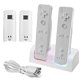 Color: Blanco. Hossen 2 x Mando a distancia estación de carga con baterías para Wii- color (blanco)