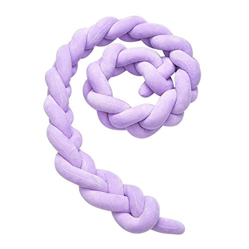 XYY Knot Cushion, Essort Infant Handmade Braided Crib Baby Bumper Knot Pillow, Cot Braid Pad Protector, Braided Crib Baby Bumper Knot Pillow, Office Cushion Decoration, purple, 1 meter