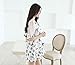 ANNO Maternity Plus Size Short Mesh Splice Sleeve Vintage Prints Pregnant Dress US M(Asian XXXXL) White