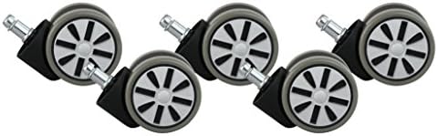 Amstyle Design Set of 5 Floor Wheels for Office Swivel Chair, 11 mm/60 mm Diameter, Ideal for Parquet/Laminate/Linoleum/Hard Floors