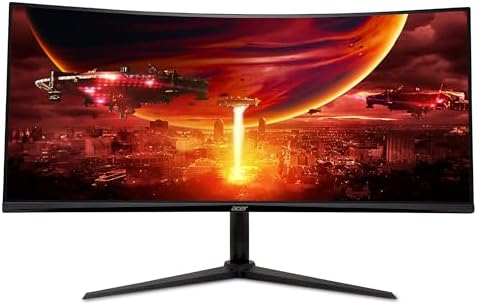 acer Nitro XZ342CU V3 Gaming Monitor 34 pollici (schermo 86 cm) UWQHD, VA, 180 Hz DP, 100 Hz HDMI, 4 ms(GTG), DP 1.4, 2 HDMI 2.0, Curved, altezza regolabile, FreeSync Premium